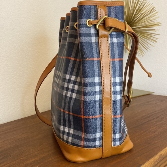 Burberry Bucket Bag coated canvas navy blue Haymarket pattern - Picture 7 of 14